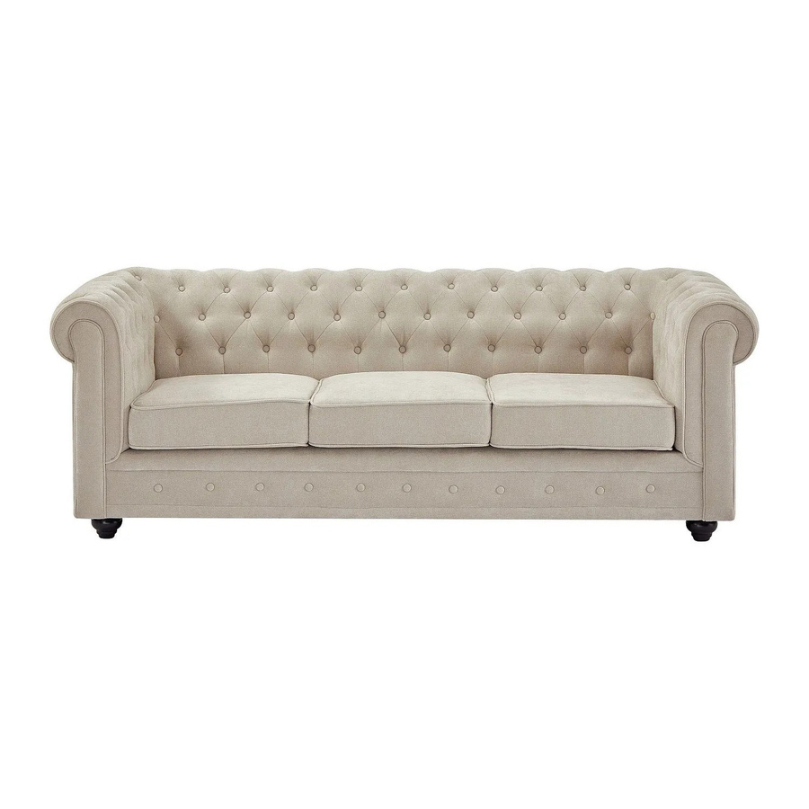 Vente-unique Chesterfield Sofa in Beige mit Stoffbezug, Breite: 205 cm - Bild 2
