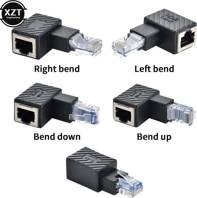 WYMECT RJ45-Verlängerungsadapter 90-Grad-Konverter für Cat5 und Cat6 Ethernet LAN in Schwarz - Bild 1