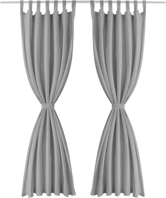 vidaXL Vorhänge aus Mikro-Satin mit Schlaufen, 2er-Set, Grau, B: 140 cm, H: 225 cm - Bild 1