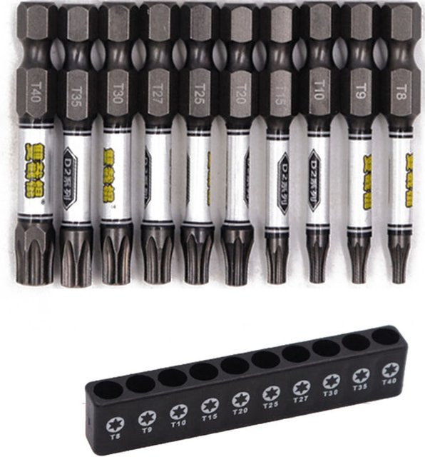 VIBRATITE 10er Set Magnetische Schlagschrauber Bits mit 1/4 Zoll Hex Schaft für Kreuz, Sechseck und Torx - Bild 1