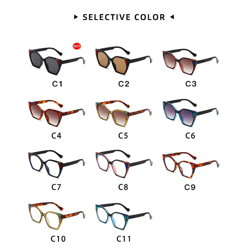 Samjune Sonnenbrille Retro-Leoparden, Vollrand, Damen, Kunststoff - Bild 2