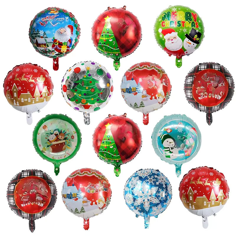 10er Set Weihnachts-Folienballons für Helium mit Weihnachtsmann und Schneemann Motiven, Durchmesser: 45,72 cm, rote Partydekoration - Bild 3