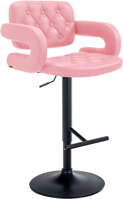 DELUKE Barhocker BURID Barstuhl aus Kunstleder in Pink und Schwarz, höhenverstellbar, drehbar mit Lehne, B/T/H: 62 x 55 x 103 cm - Bild 1