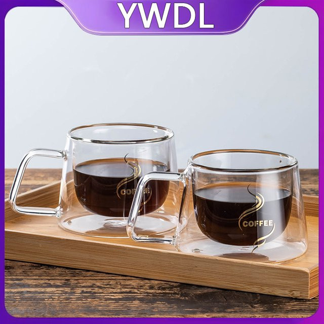 YWDL Doppelwandige Kaffeetasse aus Borosilikatglas, transparent, 180 ml - Bild 1