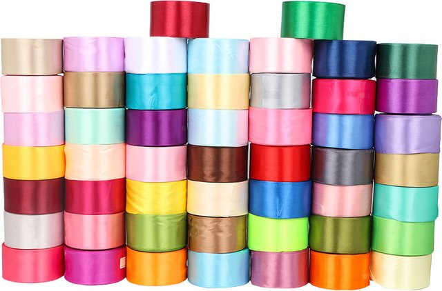 Merylover Satinbänder für Hochzeiten und DIY-Dekorationen, Breite: 4 cm, Länge: 22,87 m, Farben: Weiß, Rot, Grün, Blau und Mehrfarbig - Bild 1