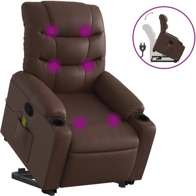 vidaXL Massagesessel Modell 3 mit Aufstehhilfe in Braun aus Kunstleder - Bild 1