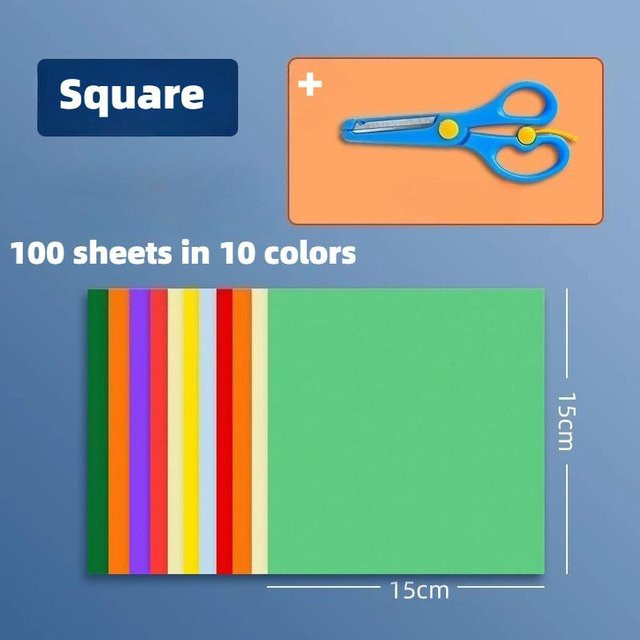 100 Stück Origami Bastelpapier Set in 10 Farben für Kinder zum DIY Faltpapier Basteln - Bild 1