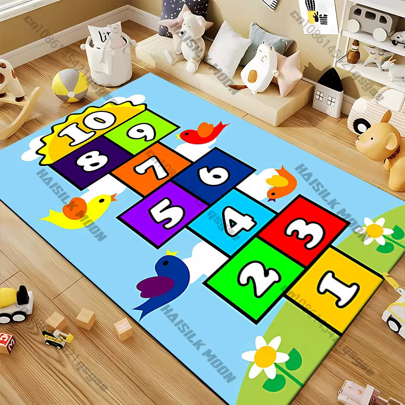 VIKAMA Spielteppich mit Hüpfspiel-Motiv für Kinder, bunter Bodenmatten-Teppich für Wohnzimmer oder Badezimmer, B/T/H: 120 x 40 x 40 cm, Mehrfarbig - Bild 2