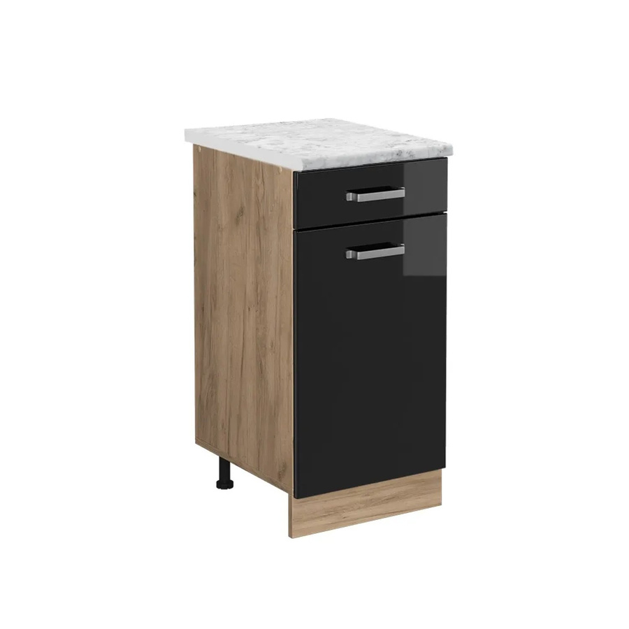 Vicco R-Line Küchenunterschrank in Schwarz Hochglanz mit Schubladen und Türen, Breite: 40 cm, Tiefe: 46 cm, Höhe: 81,6 cm - Bild 2