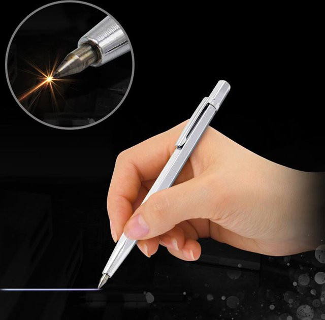Professioneller Wolframkarbid-Gravierstift mit Diamantspitze in Silber für Glas, Keramik, Fliesen, Metall und Holz - Bild 1