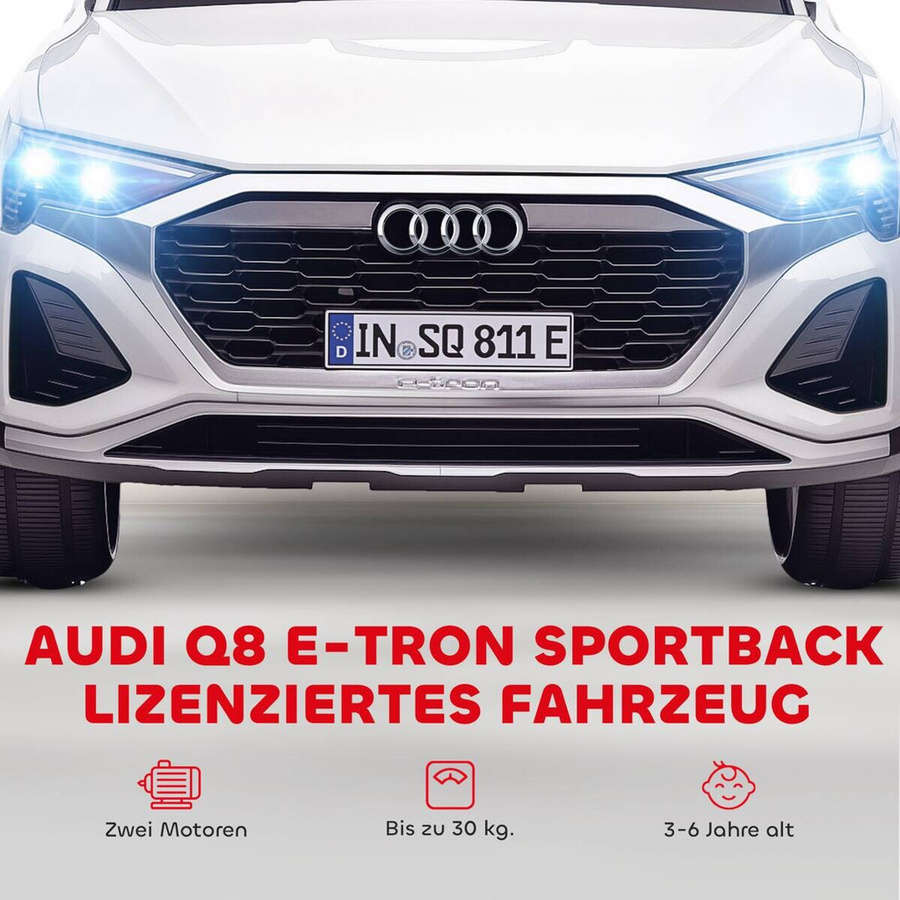 AIYAPLAY Kinder Elektroauto Audi Q8 e-tron Sportback-Design Weiß - Bild 6