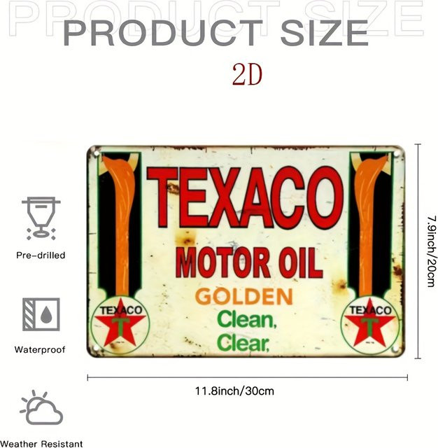 WEIYOOBY Metallblechschild Retro-Garagendekor aus Metall in Mehrfarben mit rotem und gelbem Text, B/H: 20 x 20 cm - Bild 1