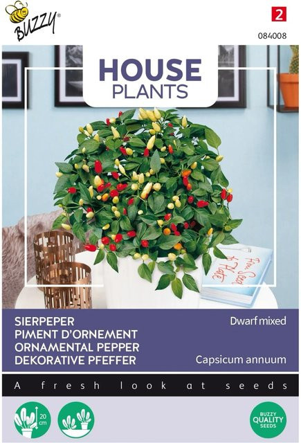 Buzzy House Plants Zierpfeffer Mischung Samen für den Innenbereich, 0,5 g - Bild 1