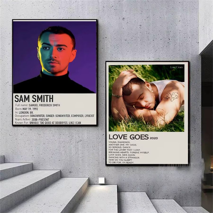 Sänger S-Sam S-Smith Poster Hochauflösender Kunstaufkleber Selbstklebend und Wasserfest zur Heimdekoration B: 40 cm, H: 20 cm, T: 15 cm - Bild 5