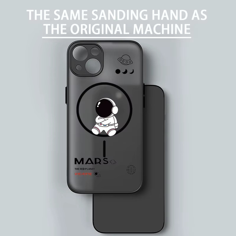 Magnetische Astronauten Handyhülle für Apple iPhone 17e 16e 17 16 15 Pro Max 14 13 Pro Max mit MagSafe, stoßfeste Luxus Schutzhülle in matter Optik - Bild 6