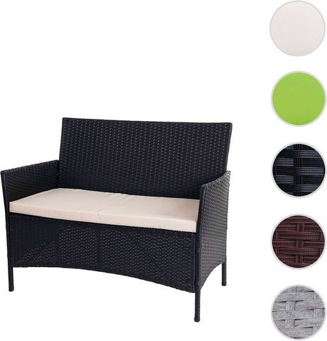 MVG Gartenbank 2-Sitzer aus Stahl und Polyrattan mit Polstern in Schwarz, B/H/T: 106 x 83 x 60 cm - Bild 1