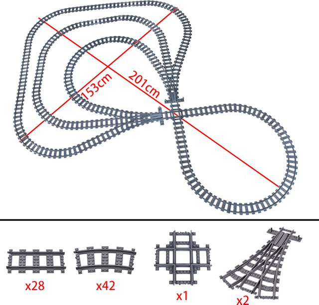 Mitty Eisenbahn Gleise Schienen, Baustein Ziegel Spielzeug - Bild 1