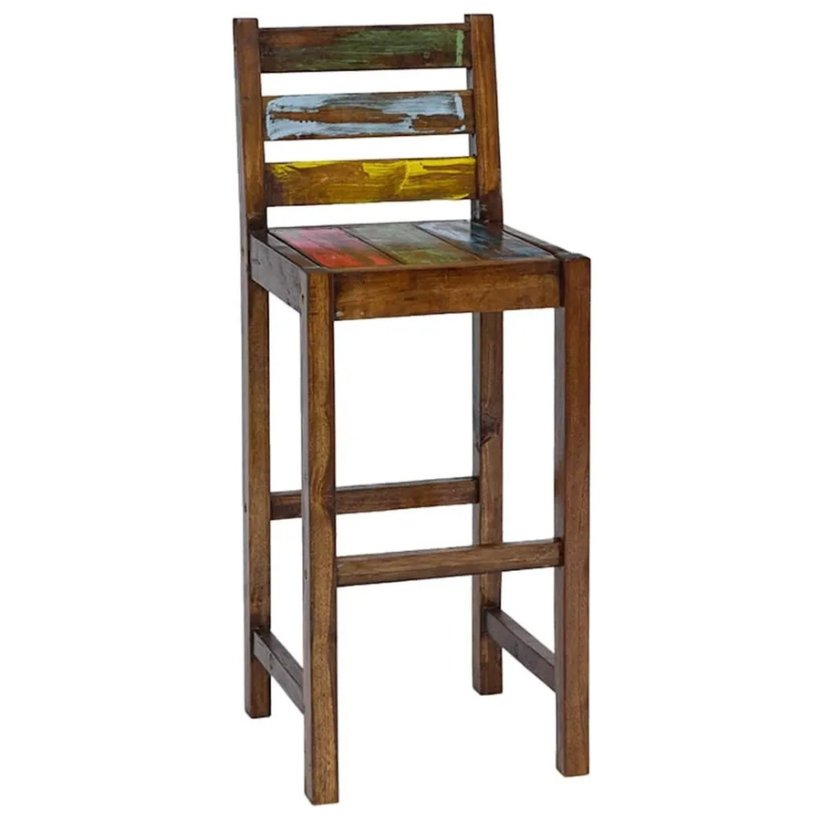 vidaXL Barhocker 2er Set aus Akazie in Vintage-Stil, Altholz Multicolor, B/T/H: 40 x 44 x 106 cm, 75 x 40 x 106 cm - Bild 2