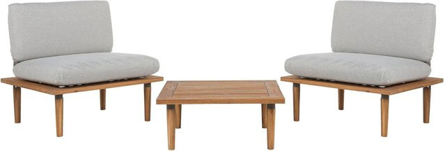 Beliani Sitzgruppe FRASCATI in Hellgrau aus Holz und Polyester, B/T/H: 70 x 80 x 80 cm - Bild 1