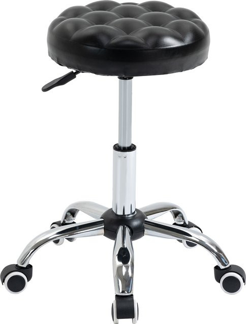 HOMCOM Massagehocker höhenverstellbar und drehbar mit Rollen, schwarzes Kunstleder, Aosom - Bild 1