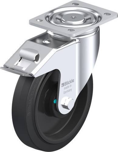 Blickle Lenkrolle LH-POEV 200KAD-FI mit Feststeller in Schwarz und Silber, Rad-Durchmesser: 200 mm, Tragfähigkeit: 500 kg - Bild 1