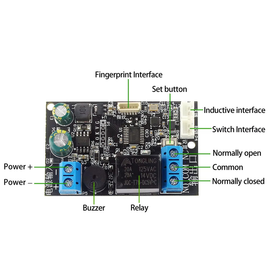 NFC Induktion Relais Modul für Handy und IC-Karte zur Zugangskontrolle mit Fingerabdruck-Funktion für Autotüren, Schwarz - Bild 2
