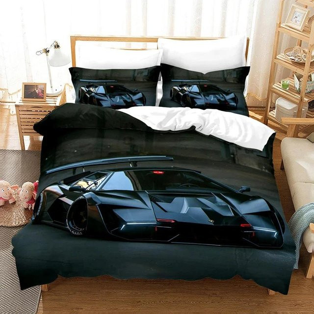 Binchi Outdoor Product Sportwagen Luxus Bettwäsche Set aus Mikrofaser in Schwarz mit Motivdruck, B/H: 135 x 200 cm - Bild 1