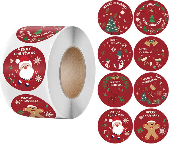 Selbstklebende Weihnachtsgeschenketiketten in Rot für Schullehrer und Schüler als dekorative Umschlagaufkleber aus Papier - Bild 1