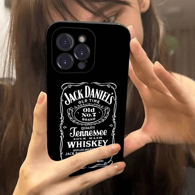 Stoßfeste weiche Handyhülle mit Whiskey-Logo für iPhone 11 bis iPhone 17 Pro Max in Schwarz - Bild 1