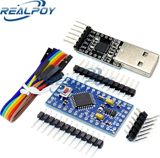 REALPOY Set aus CP2102 USB 2.0 zu TTL UART Modul und Pro Mini Atmega328 5V 16M Modul kompatibel mit Arduino Nano - Bild 1