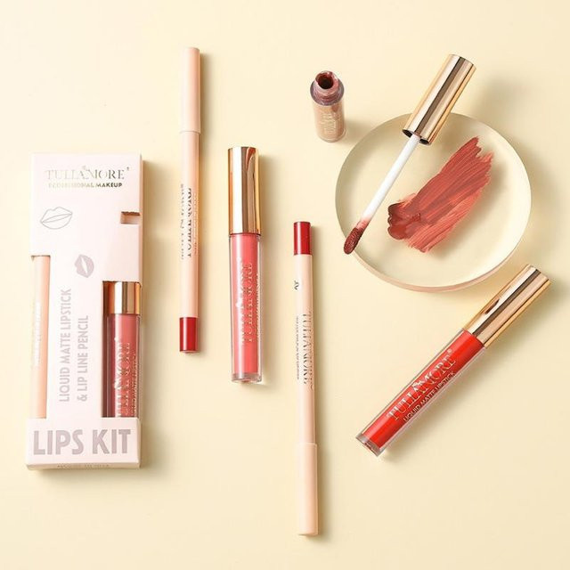 DIMSHOW Lipgloss und Lipliner-Set, matter Lippenstift - Bild 1