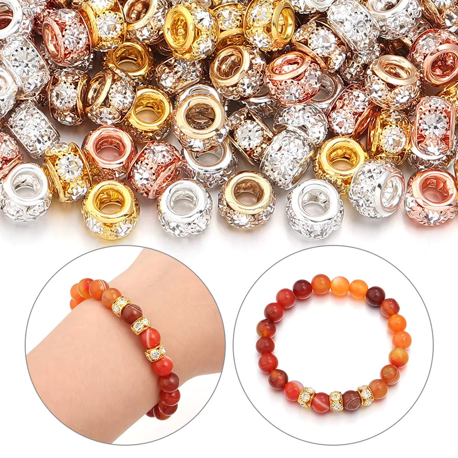 lingsai Strass-Kristall-Rondellperlen, Kupfer-Spacer-Charms, 8mm, Unisex - Bild 3