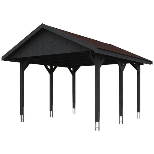 Skan Holz Carport Wallgau Satteldach aus Nadelholz in Grau mit Bitumendachpappe, B/T: 430 x 500 cm, Höhe: 326 cm - Bild 3