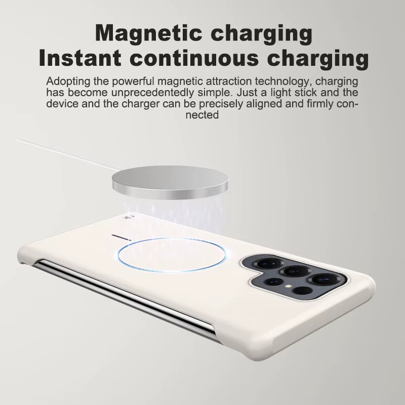 Fudusaidman Rahmenlose MagSafe Schutzhülle für Samsung Galaxy S26 S25 S24 S23 S22 Ultra Plus in Beige - Bild 3