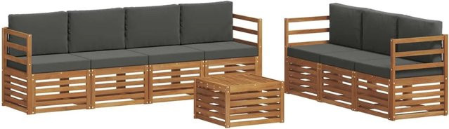 vidaXL Sofagarnitur 8-teilig aus Massivholz Akazie in Natur und Anthrazit mit modernem Latten-Design - Bild 1