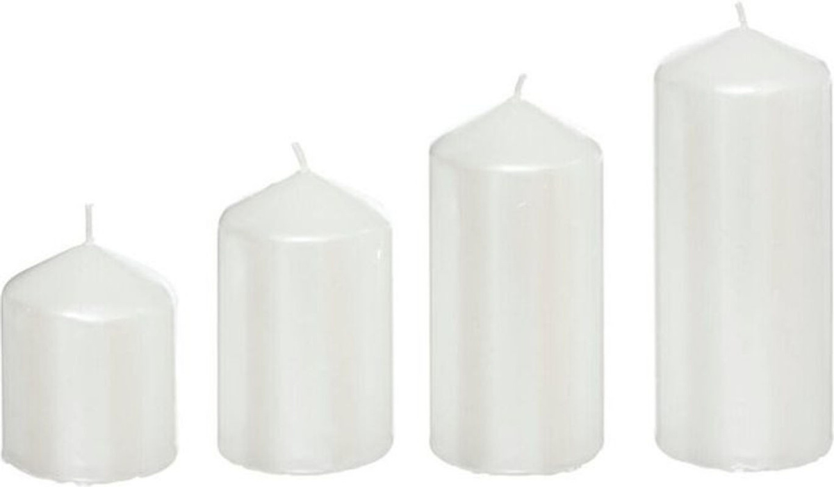 4er-Set Stumpenkerzen von FÉÉRIC LIGHTS AND CHRISTMAS in Weiß, Gold, Silber und Rot, zylindrisch, Durchmesser: 5 cm - Bild 1