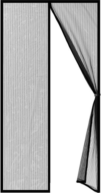 KARAT Fliegengitter Sam Gestreift in Schwarz mit Klebemontage und Klettverschluss, Breite: 80 cm, Höhe: 220 cm - Bild 1