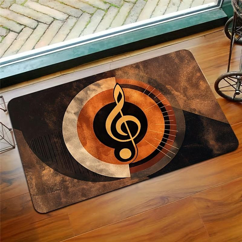 Lodestar Vintage Faux Schaffell Fußmatte mit Musiknoten in Braun, B/H: 60 x 40 cm, Höhe: 1 cm - Bild 2