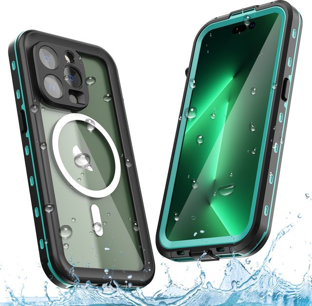 Shell box IP68 wasserdichte Schutzhülle für iPhone 16 15 14 13 Pro Max Plus mit magnetischem Laden und 360 Grad Unterwasser-Abdeckung in Schwarz - Bild 1