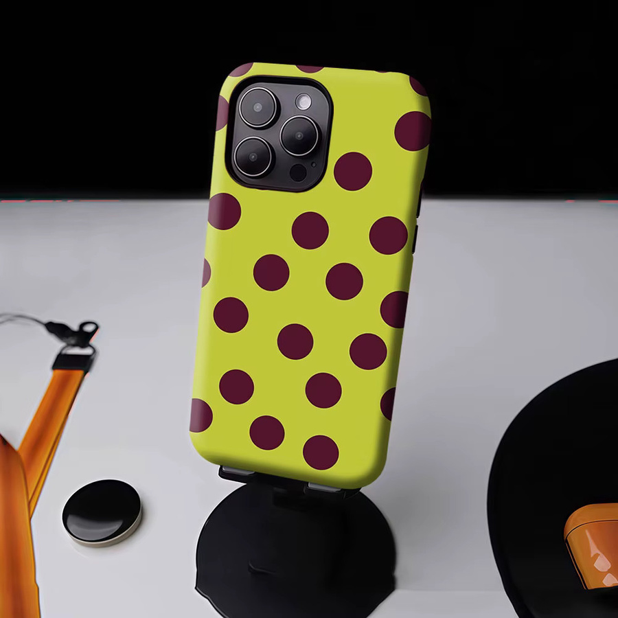 Aurbe Matte 2-in-1 MagSafe Hülle für iPhone 17 16 15 14 Plus Pro Max Stoßfeste Hartschale Limetten-Wein-Punkte - Bild 4