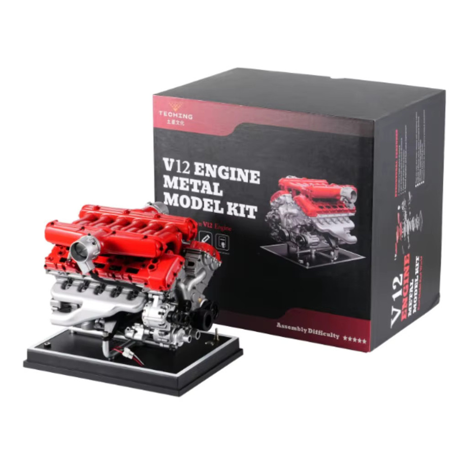 TECHING V12 Motormodell-Bausatz, Metallmotormodell, Doppelkreis-Ölpumpenmechanismus - Bild 2