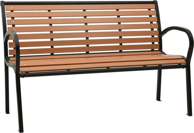 Gartenbank von furnicato aus WPC und Stahl in Schwarz und Braun, Breite: 116 cm, Höhe: 81 cm, Tiefe: 59 cm - Bild 1