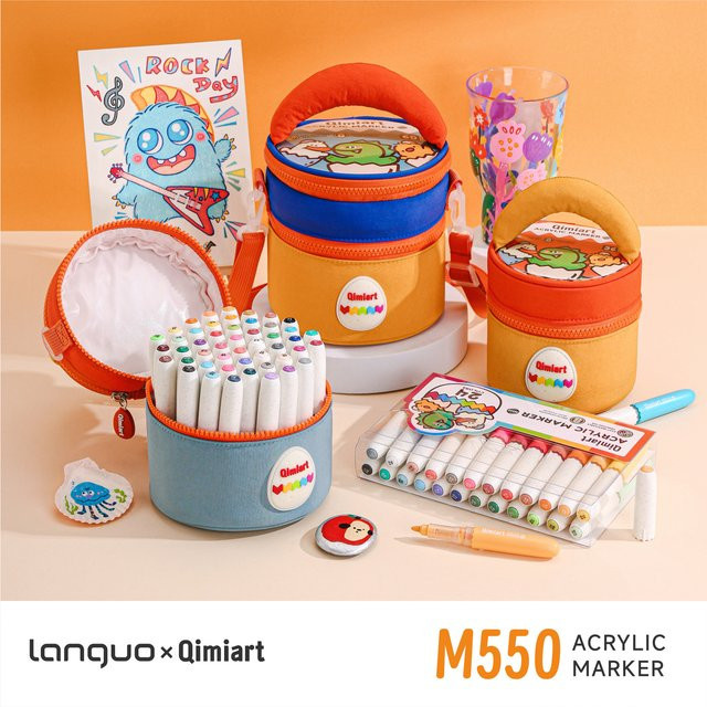 Languo Acrylmarker Set mit Pinselspitze in Mehrfarbig, abwaschbares Malset für Kinder - Bild 1