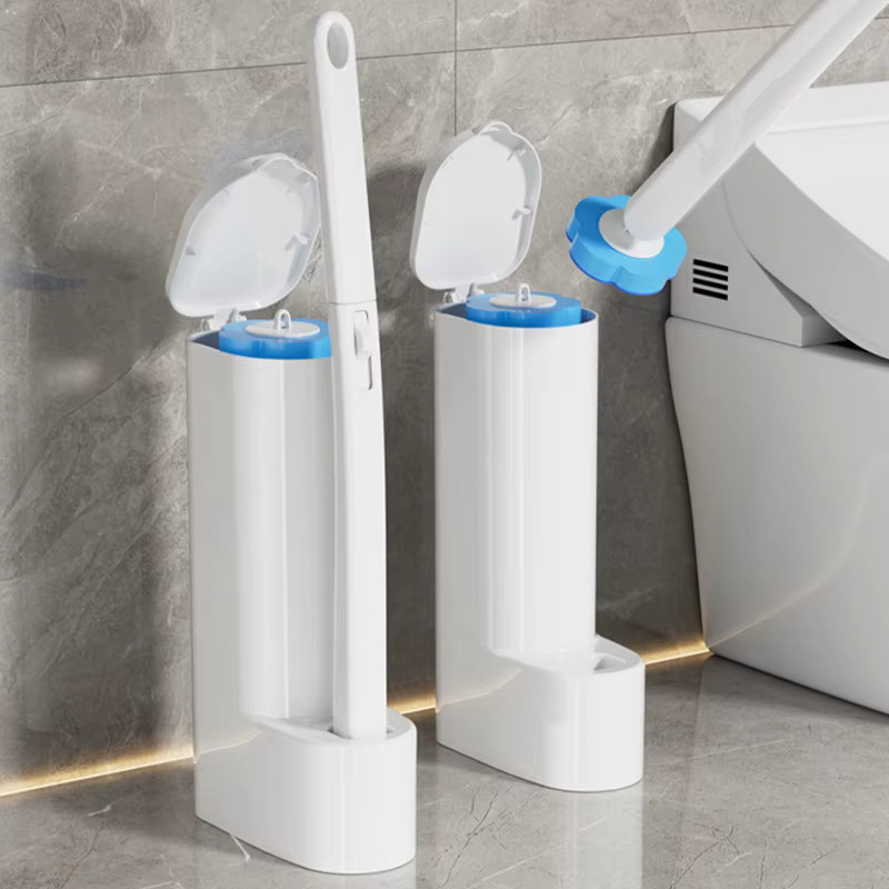 Untior Einweg-Toilettenbürstenreiniger Set mit Halter und langem Griff aus Kunststoff - Bild 2