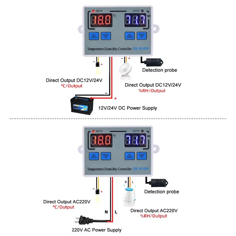 YIDIELE Digitales Hygrometer und Thermometer mit Temperatur- und Feuchtigkeitsregler in Weiß - Bild 2