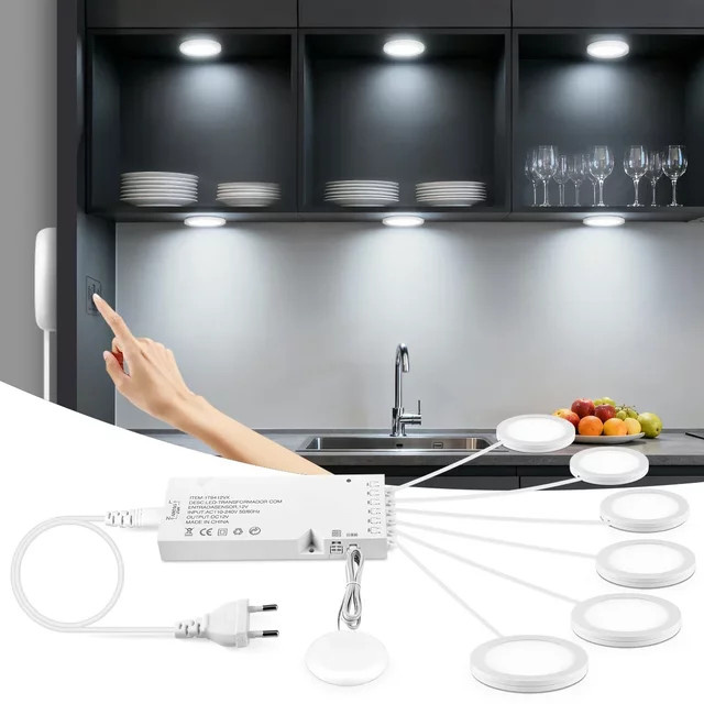 Gyarfas LED-Panel-Licht Set für Schränke und Küchen, dimmbar mit Touch- und Bewegungssensor, Weiß, Einbauleuchte für Möbel - Bild 1
