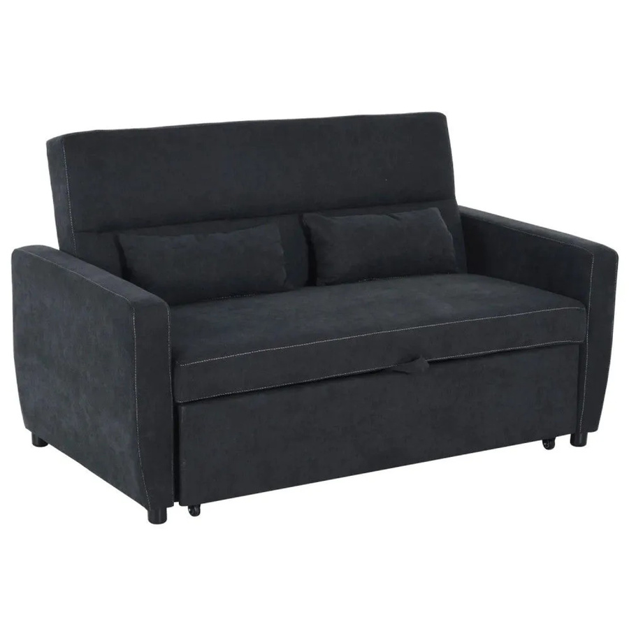 HOMCOM Schlafsofa 2-Sitzer mit Bettfunktion in Schwarz aus Samtoptik, B/H/T: 148 x 89 x 82 cm - Bild 2