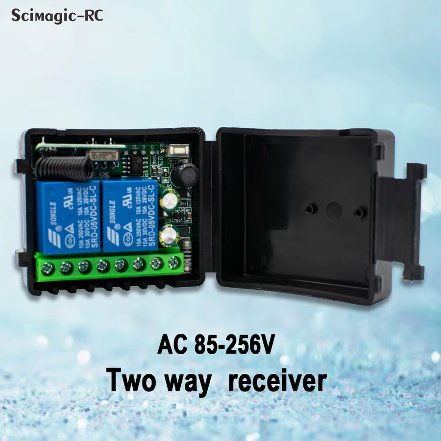 Scimagic-RC 2-Kanal 433 MHz RF Drahtlose Fernbedienung mit AC 85-256 V Relais-Empfänger Modul für Garagentore, Vorhänge und Licht - Bild 2