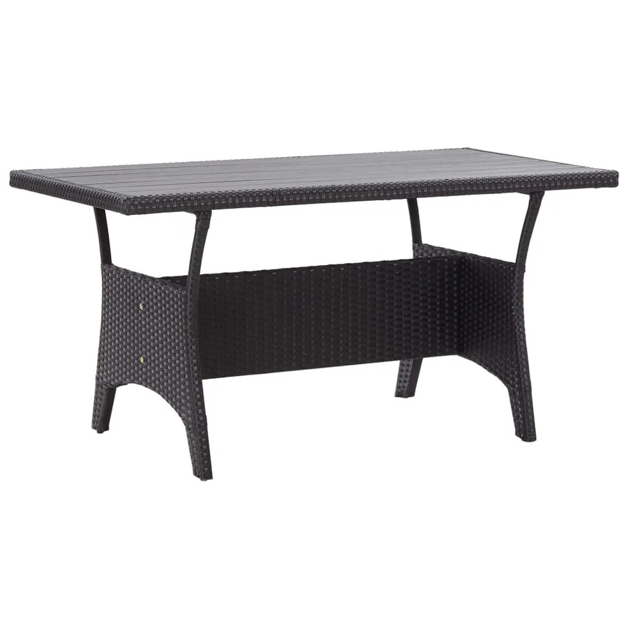vidaXL Gartentisch aus Polyethylen-Rattan in Schwarz für Garten und Terrasse, B/T/H: 120 x 70 x 66 cm - Bild 2