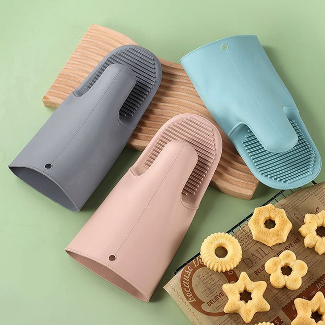 Popnova Hitzebeständige Silikon Ofenhandschuhe zum Backen und Kochen, Farbe: Pink - Bild 1